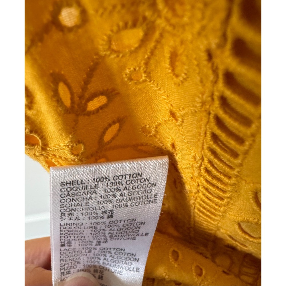 Maeve‎ Anthropologie Tilly Yellow Cotton Eyelet Ruffle Sleeveless Blouse Size:4 - Picture 9 of 10
